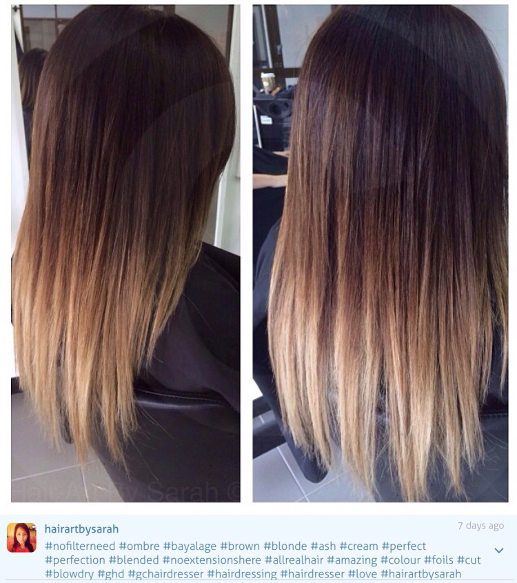 Омбре балаяж на прямые темные волосы