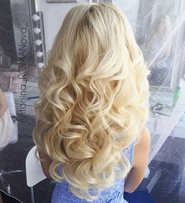 Крупные Локоны на длинные светлые волосы