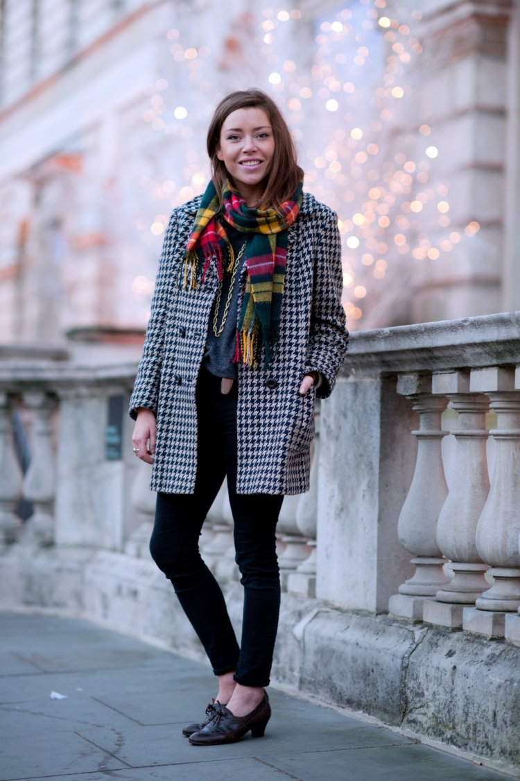 Шарф к клетчатому пальто