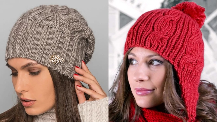 Шапка вязаная женская спицами