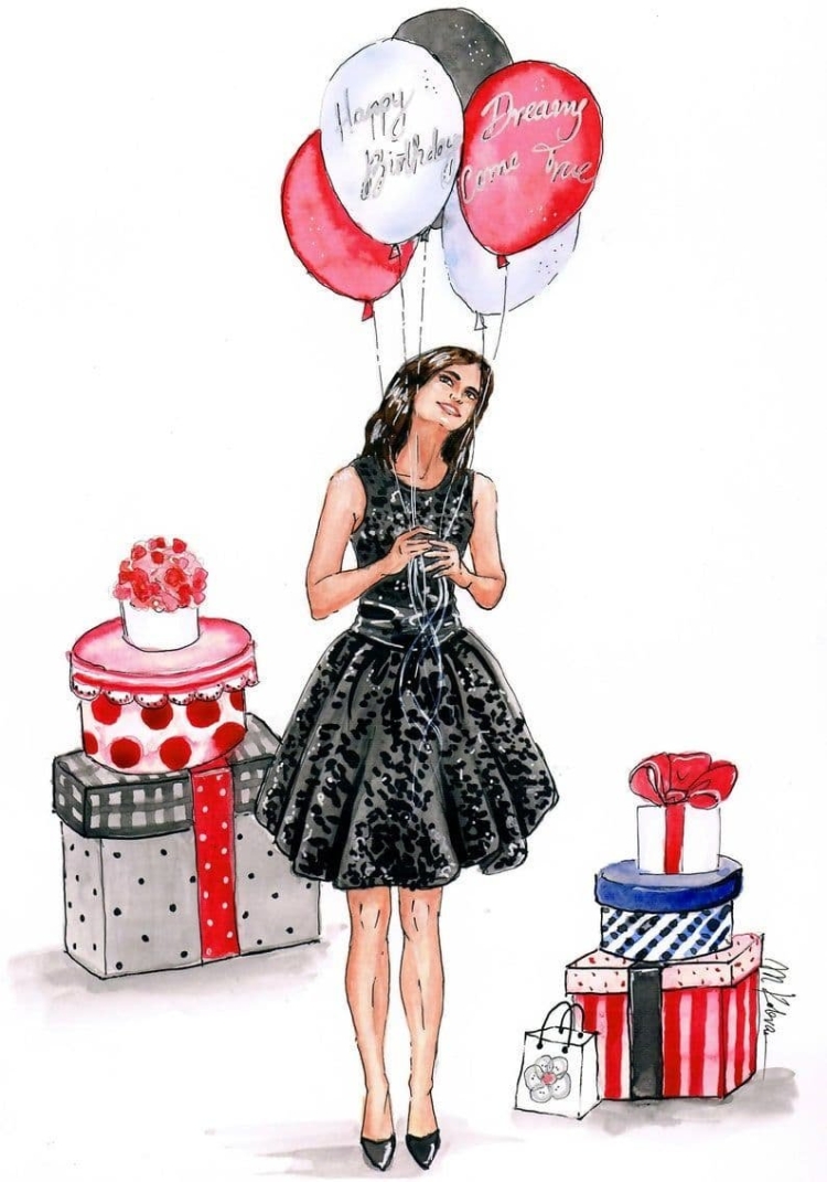 Открытка с др девушке модная