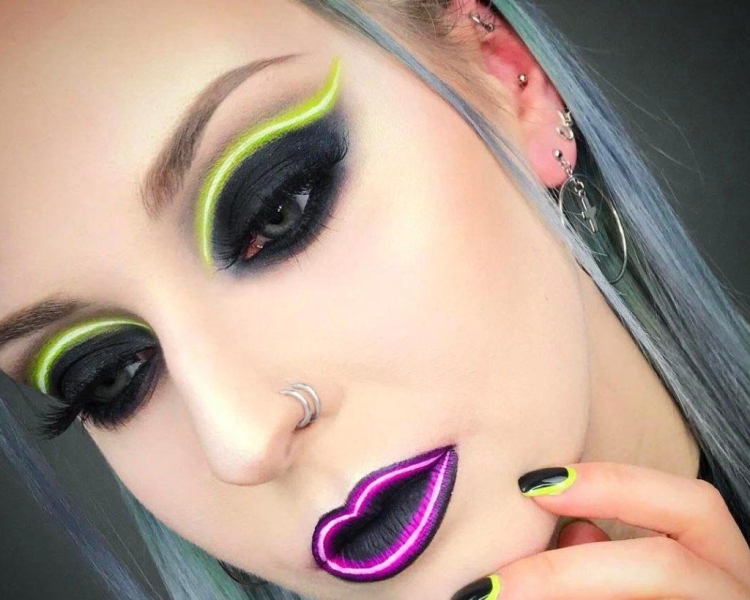 Неоновый макияж глаз