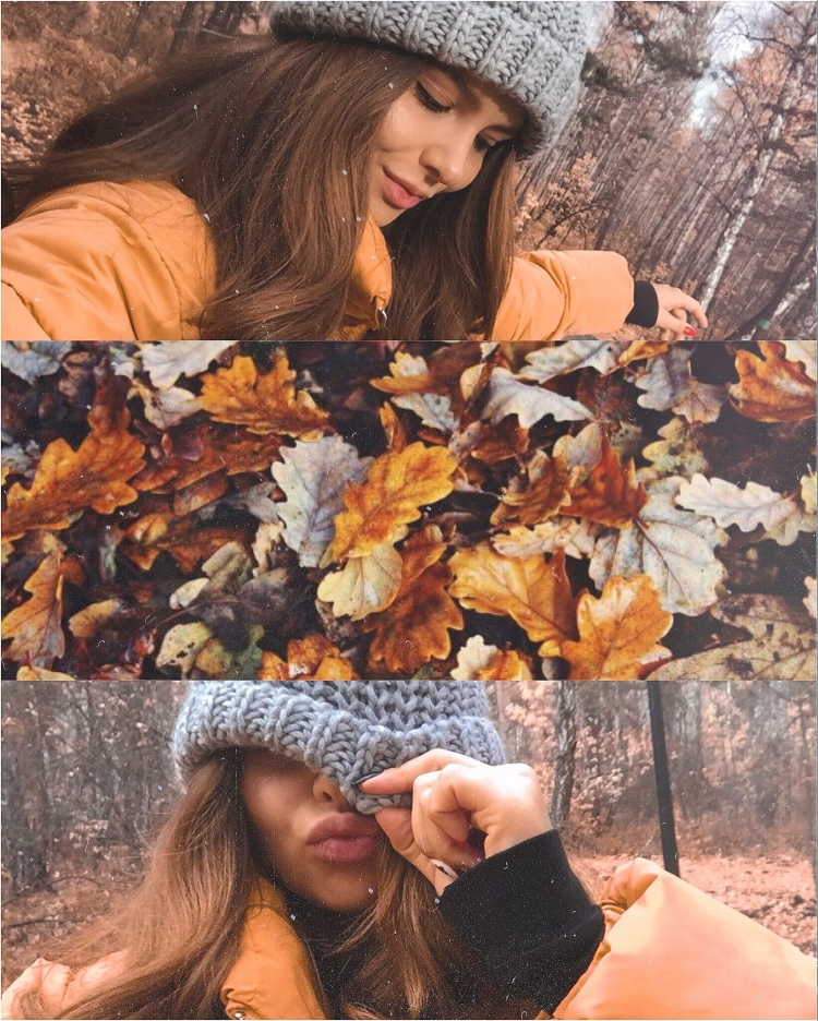 Девушка осенью в шапке