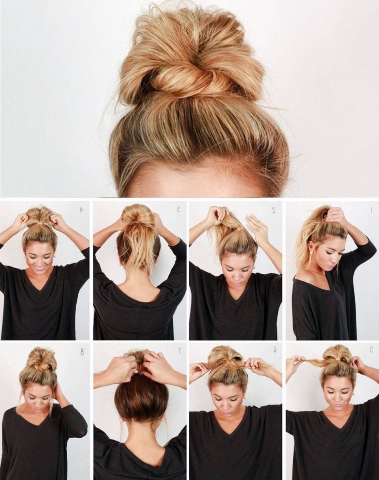 Красивый пучок на средние волосы