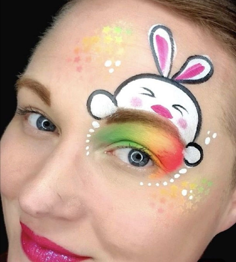 Кролик аквагрим на руке