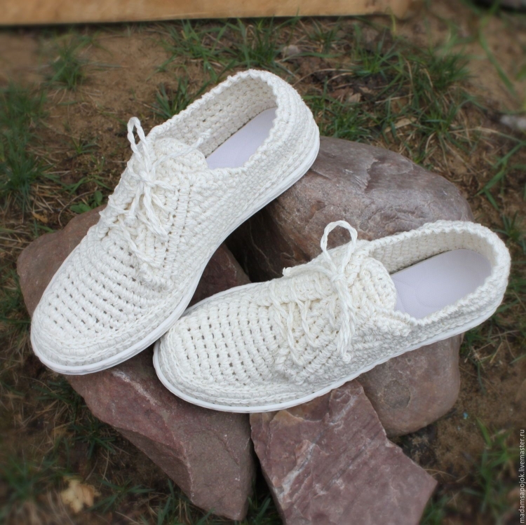 Вязаные мокасины белые