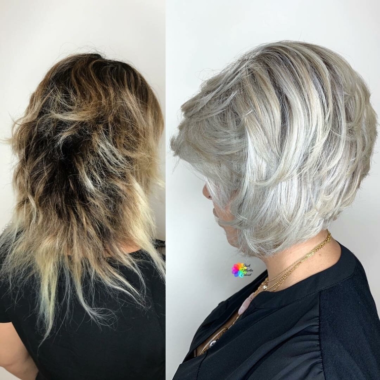 Короткий Каскад на Седые волосы