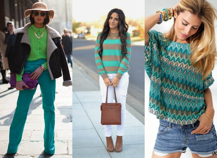 Сочетание голубого и зеленого в одежде