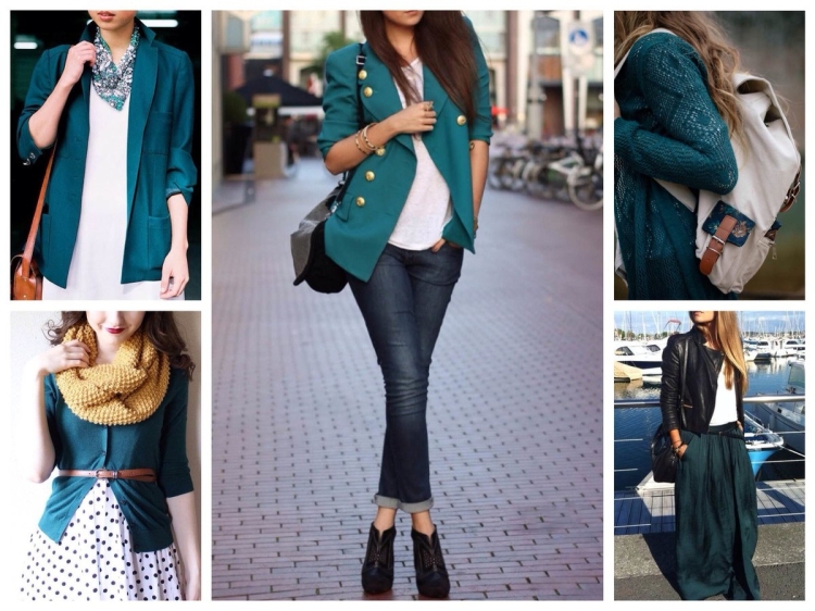 Сочетание голубого и коричневого в одежде