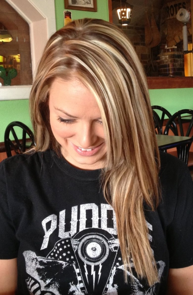 Мелирование широкими прядями