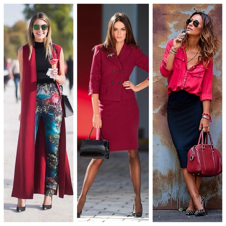 Сочетание цветов в одежде красный