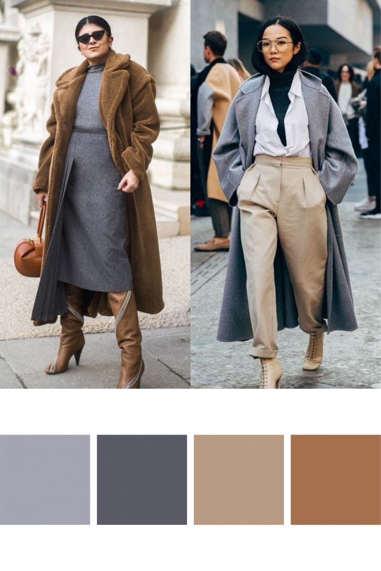 Сочетание цвета кэмел и хакки
