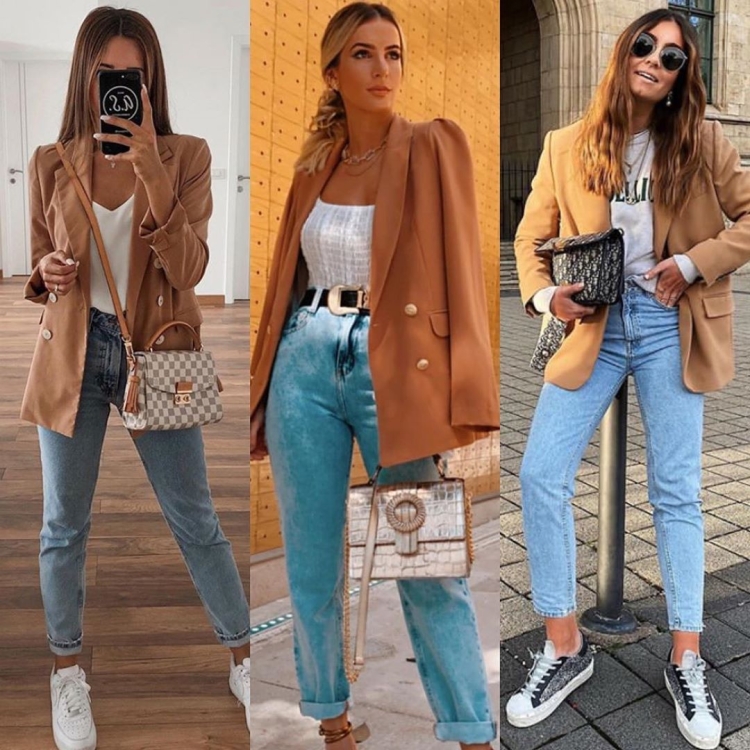 Джинсы цвета кэмел