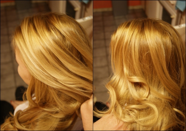 Нарощенные волосы золотистый блонд