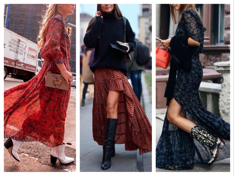 Под длинное платье обувь казаки