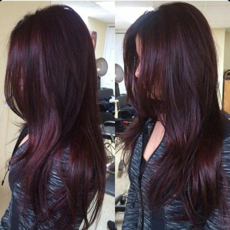 Коричнево баклажановый цвет волос