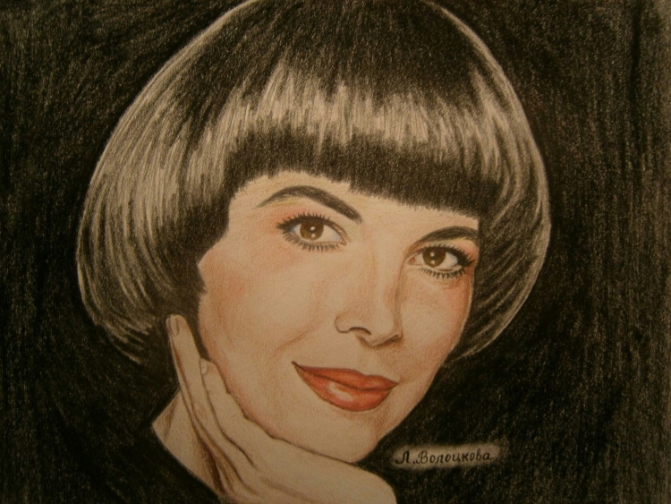 Мирей Матье акварель