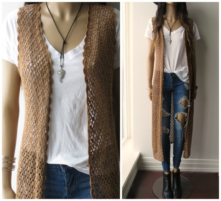 Вязаный кардиган без рукавов