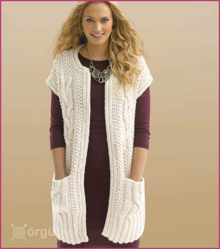 Жилет вязаный женский спицами