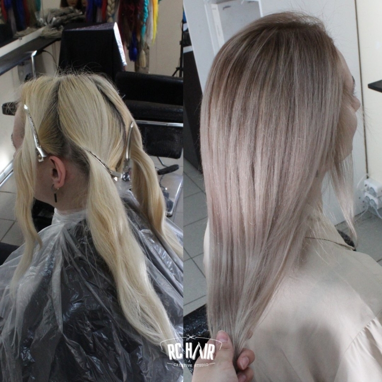 Окрашивание на отросший блонд