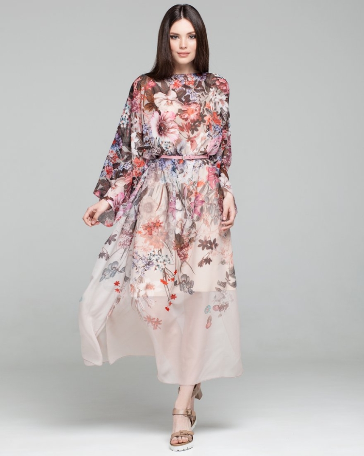 Платье из шелка с цветочным принтом