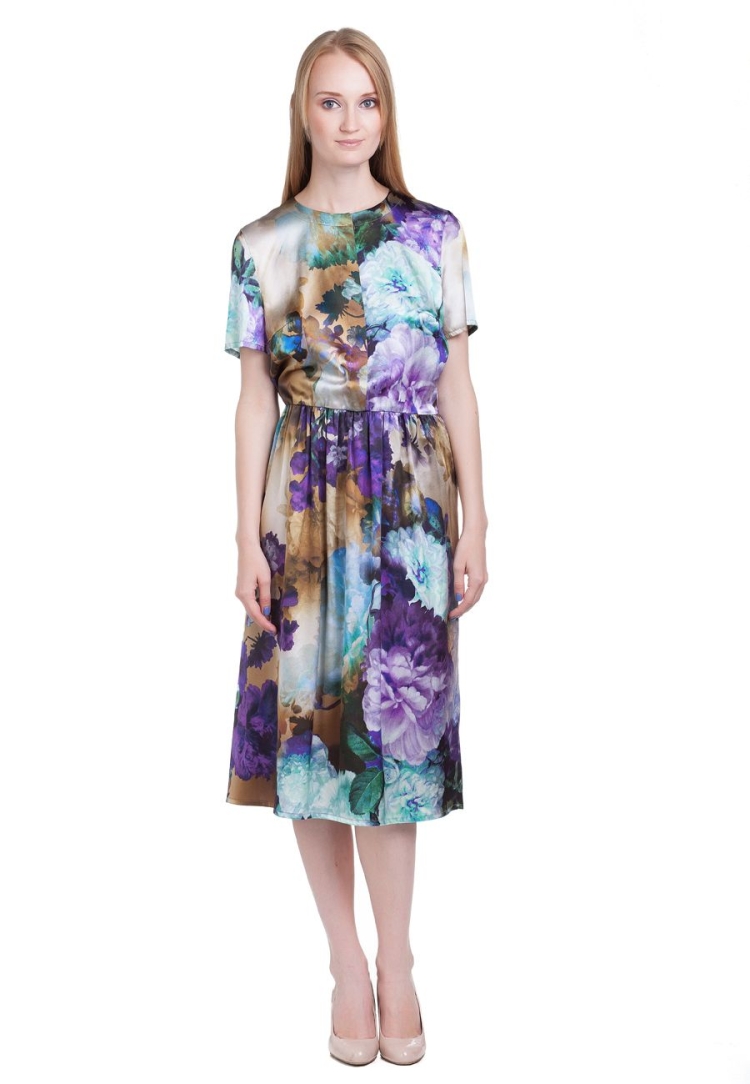 Платья из шелка с цветочным принтом фасоны