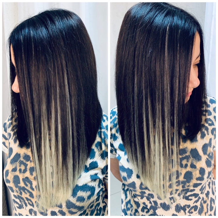 Нарощенные пряди на темных волосах