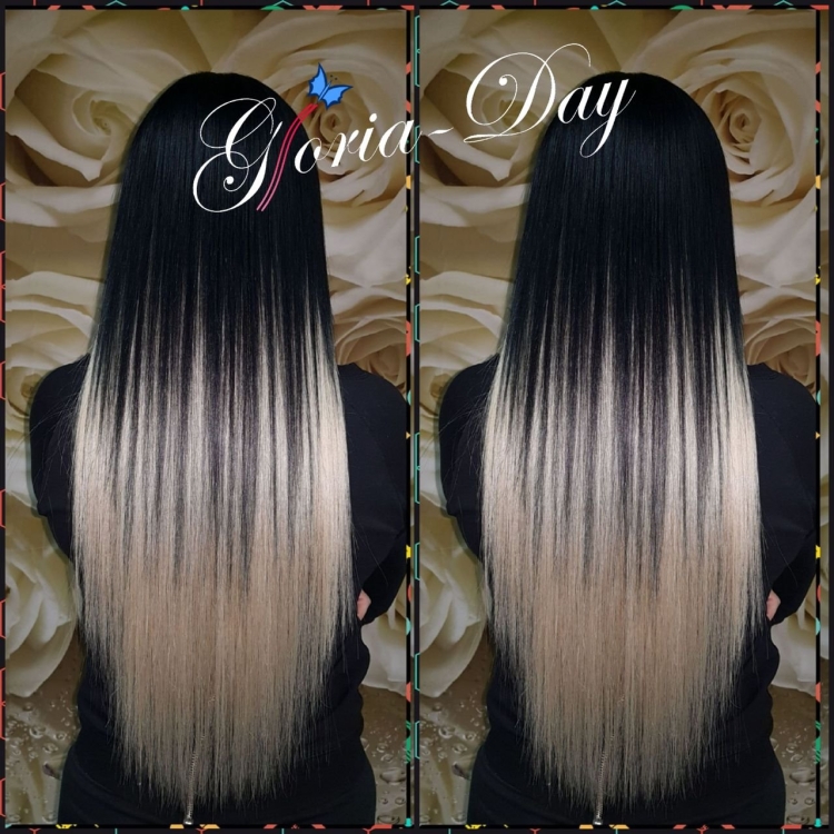 Нарощенные пряди на черные волосы