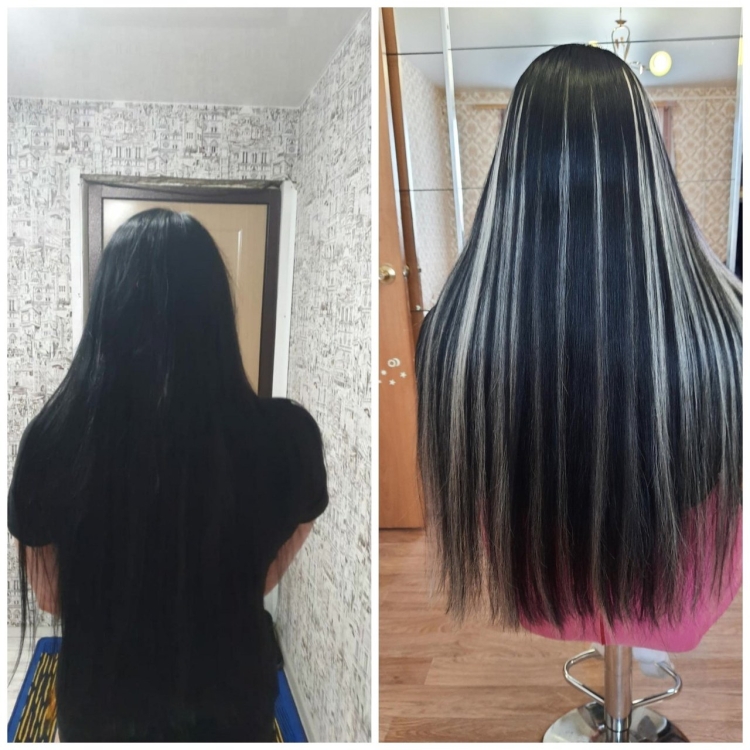 Черно белое наращивание волос