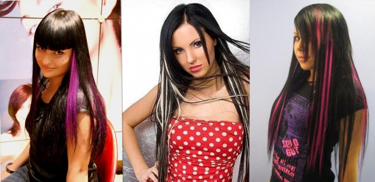 Наращивание цветных прядей