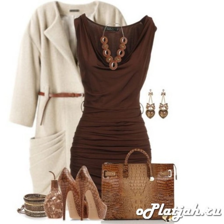 Украшения под коричневое платье