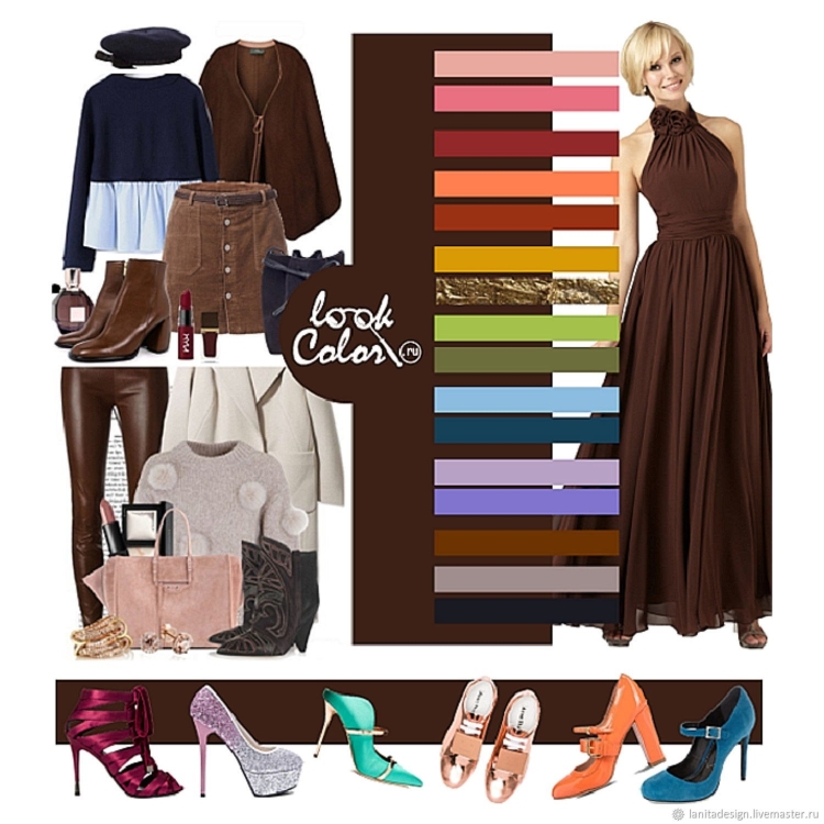 Сочетание коричневого цвета в одежде