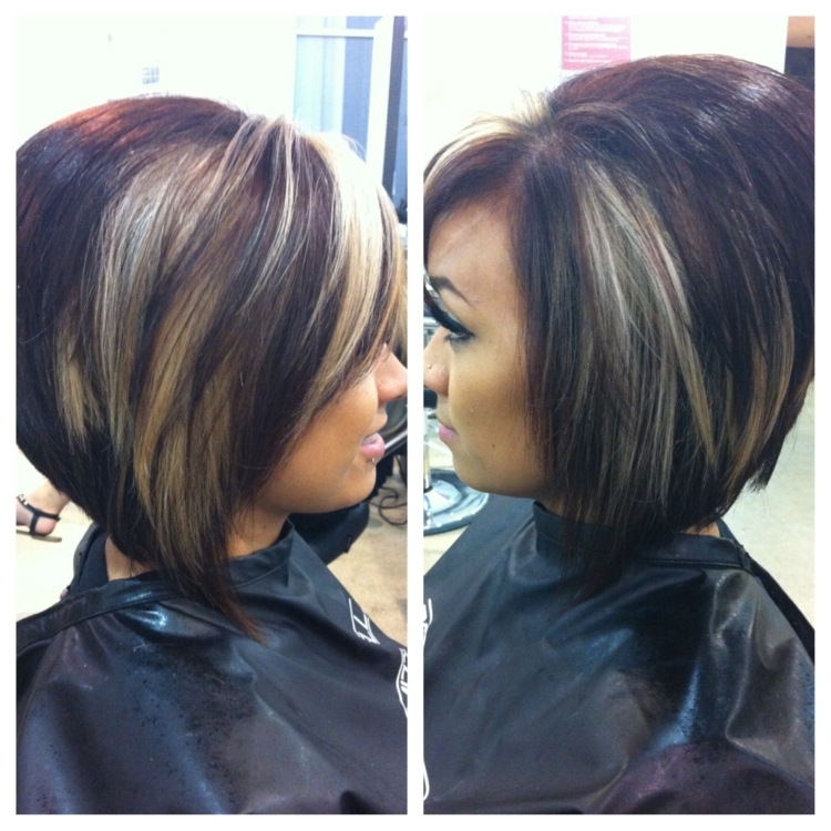 Боб каре мелирование на темные волосы