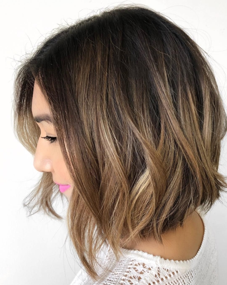 Шатуш балаяж на темные волосы каре