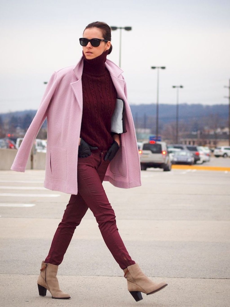 Сочетание бордового и розового