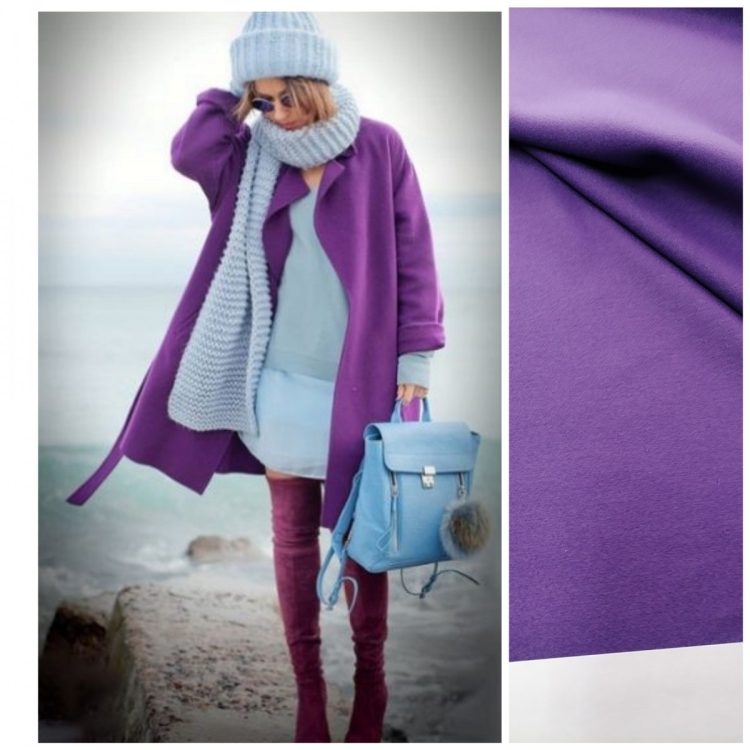 Пальто сиренево голубое