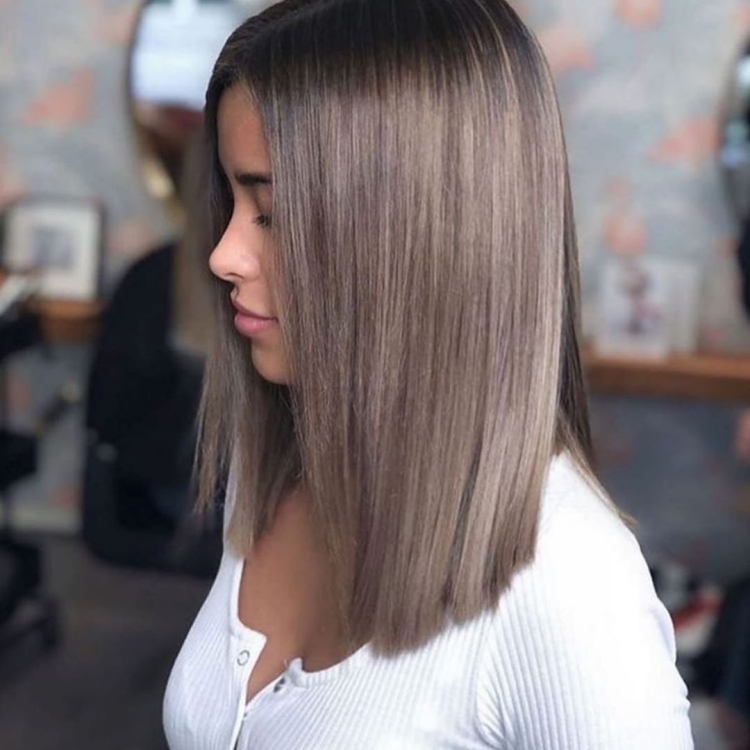 Каре балаяж каштаново-пепельный