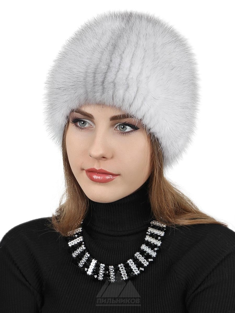 Вязаная норковая шапка