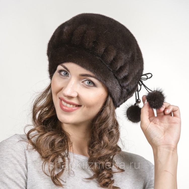 Вязаные норковые шапки женские