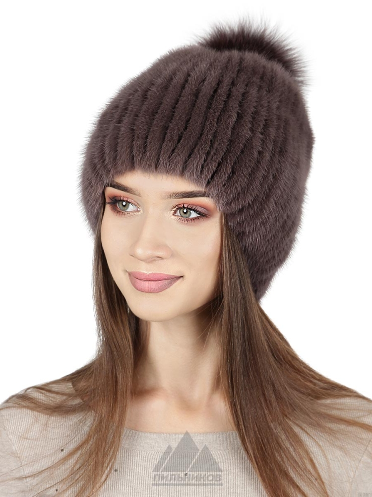 Вязаные норковые шапки женские