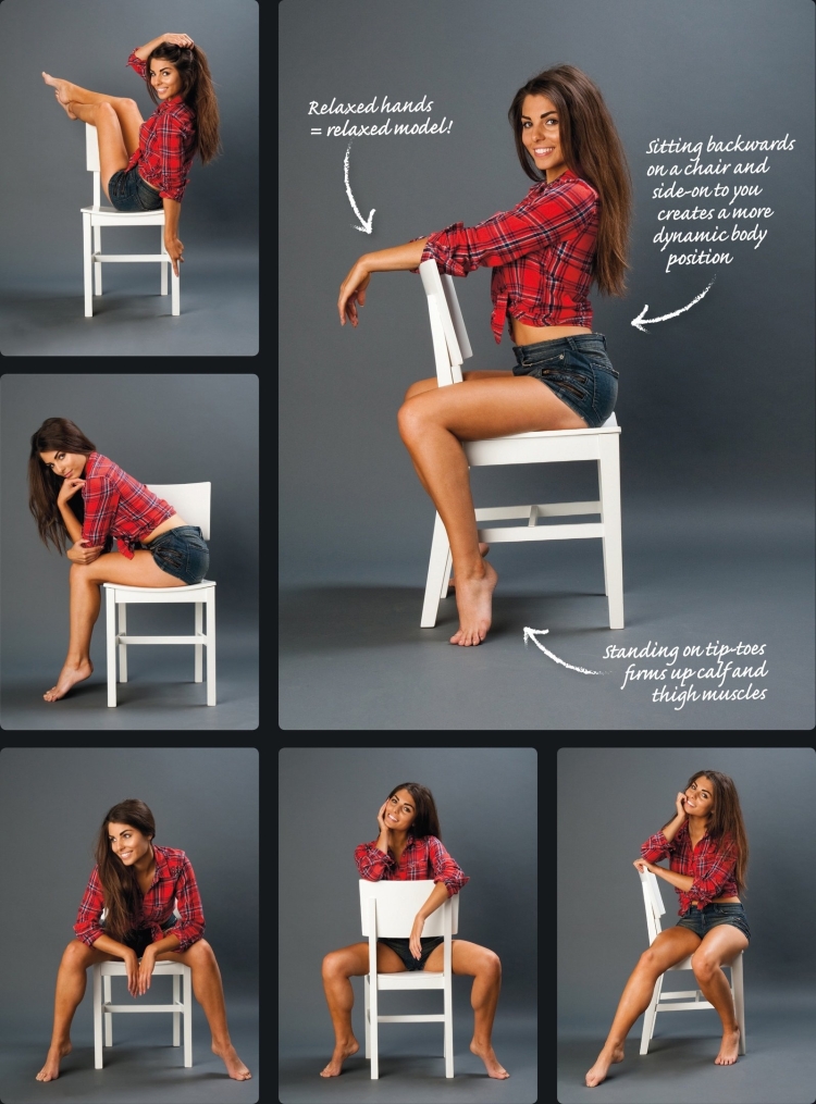 Позы моделей на стуле