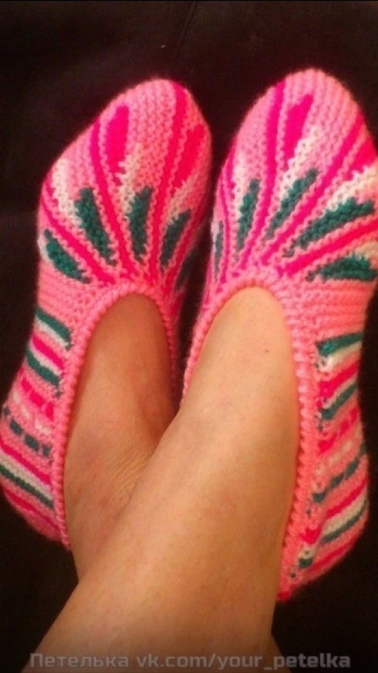 Тапочки укороченными рядами л.Мясниковой