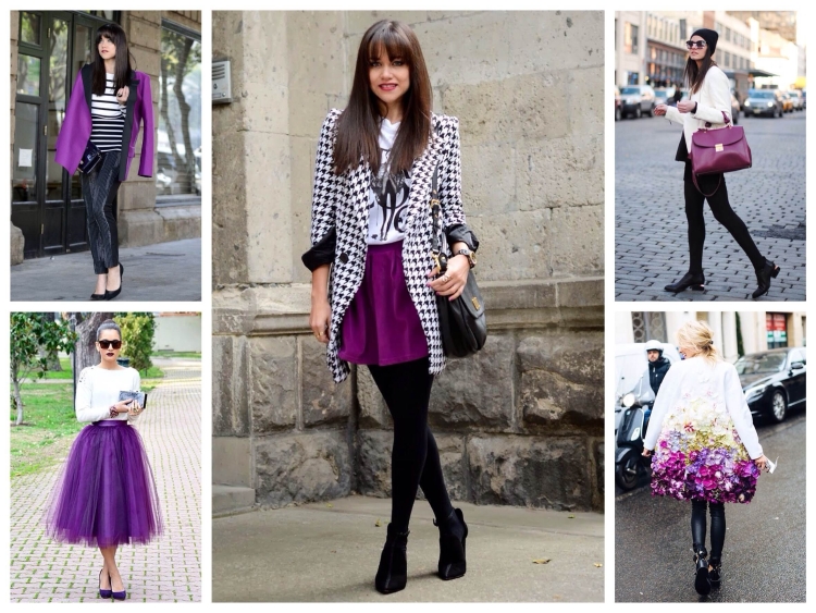 Сочетание черного и фиолетового в одежде