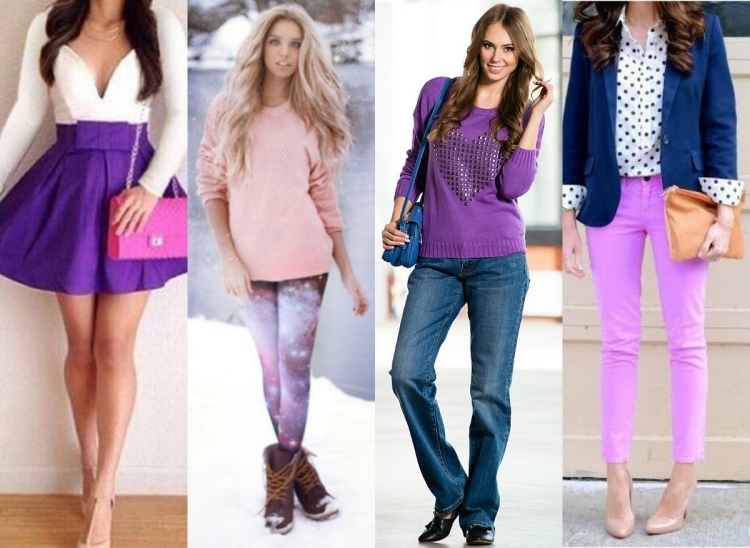 Сочетание розового и фиолетового в одежде