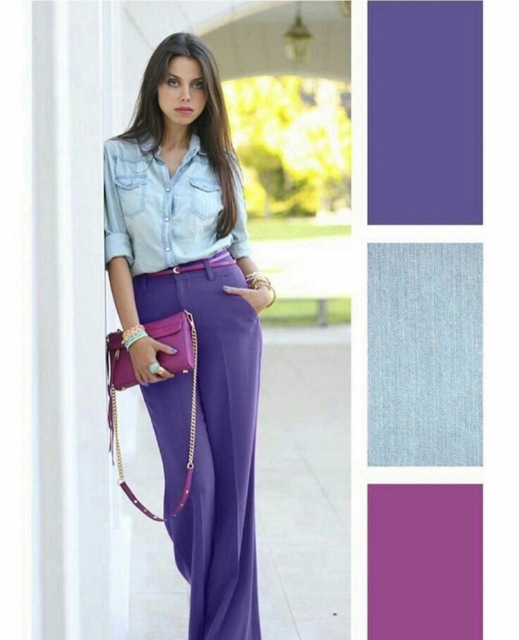 Образ с сиреневыми брюками