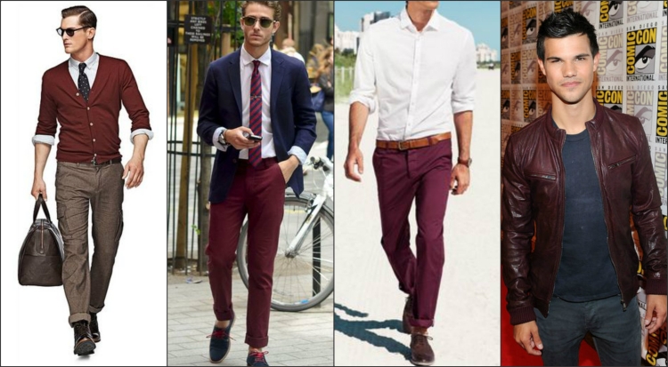 Голубой и бордовый в одежде мужской