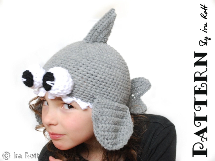 Шапка акула схема вязания