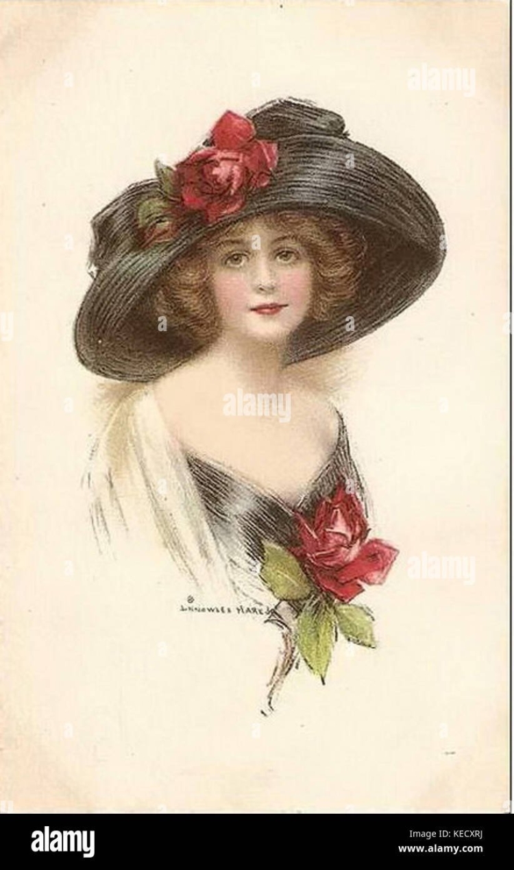 Дама в шляпке ретро