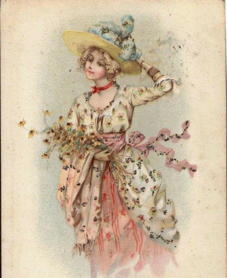 Винтажная открытка девушка