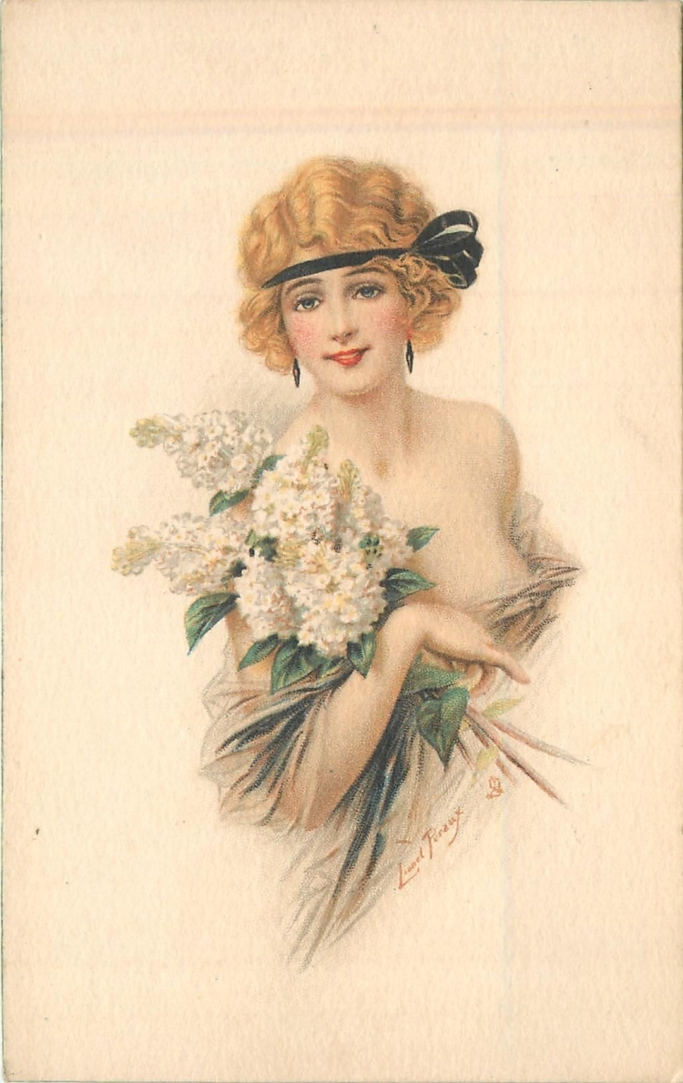 Винтажная открытка девушка